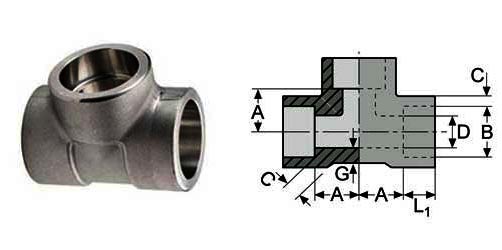 ASTM A105承插焊接减少三通尺寸